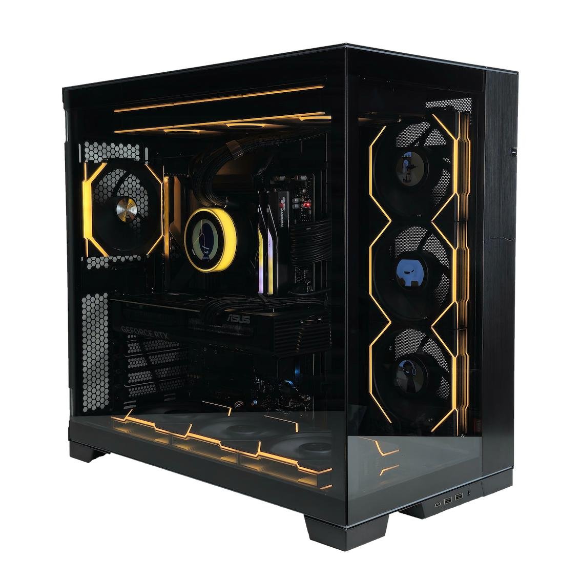 Stacionarus žaidimų kompiuteris Lian Li O11 Dynamic EVO XL korpuse su AMD Ryzen 9 9950X3D procesoriumi ir ASUS Prime RTX 5080 16GB vaizdo plokšte